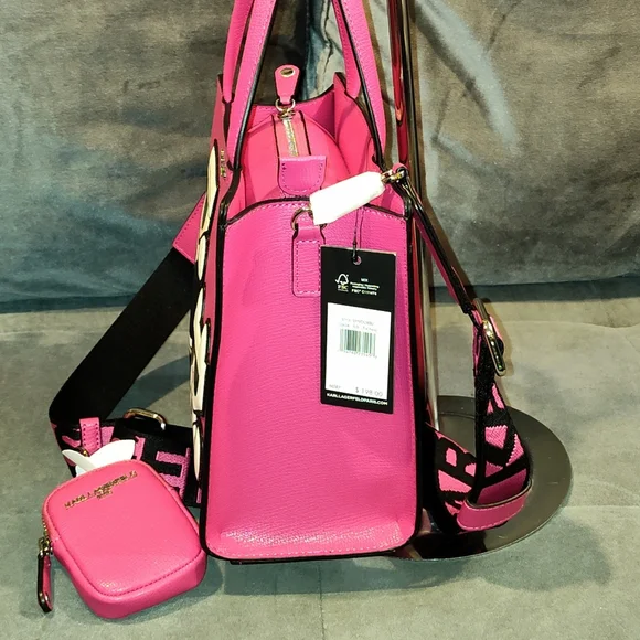 NWT KARL LAGERFELD PARIS MAYBELLINE  LEATHER TWO-WAY TOTE W/ RARE LOVE LETTER - Picture 11 of 16